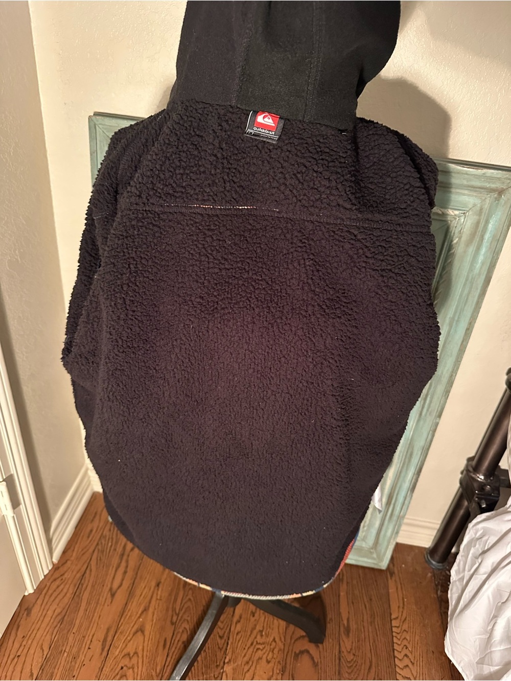 Quiksilver Blue Plaid Hooded Shirt Jacket with Orange Accents - Picture 5 of 6